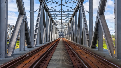 Close-up shot of railway bridge.